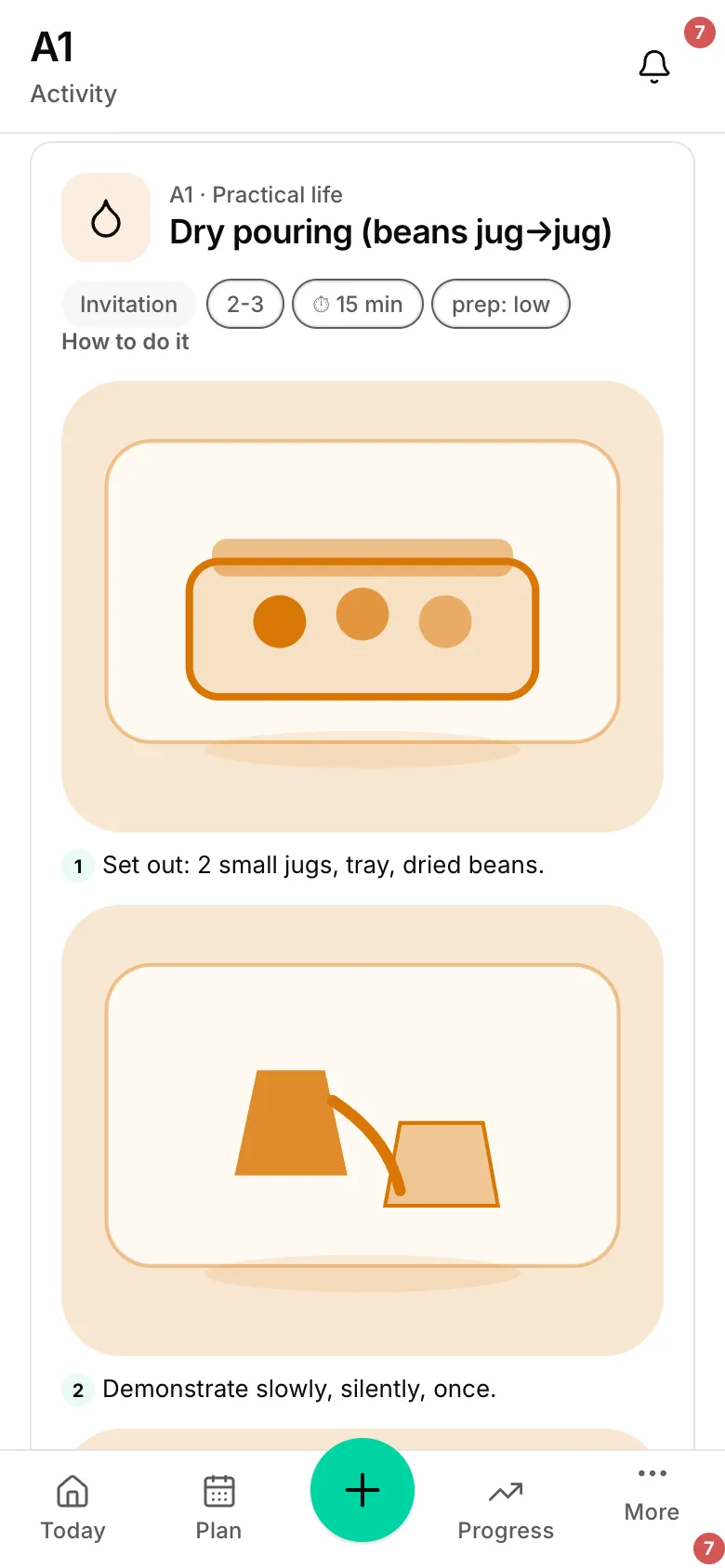 An activity card with the adult’s move.