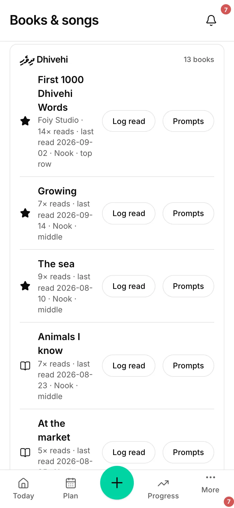Books per language.