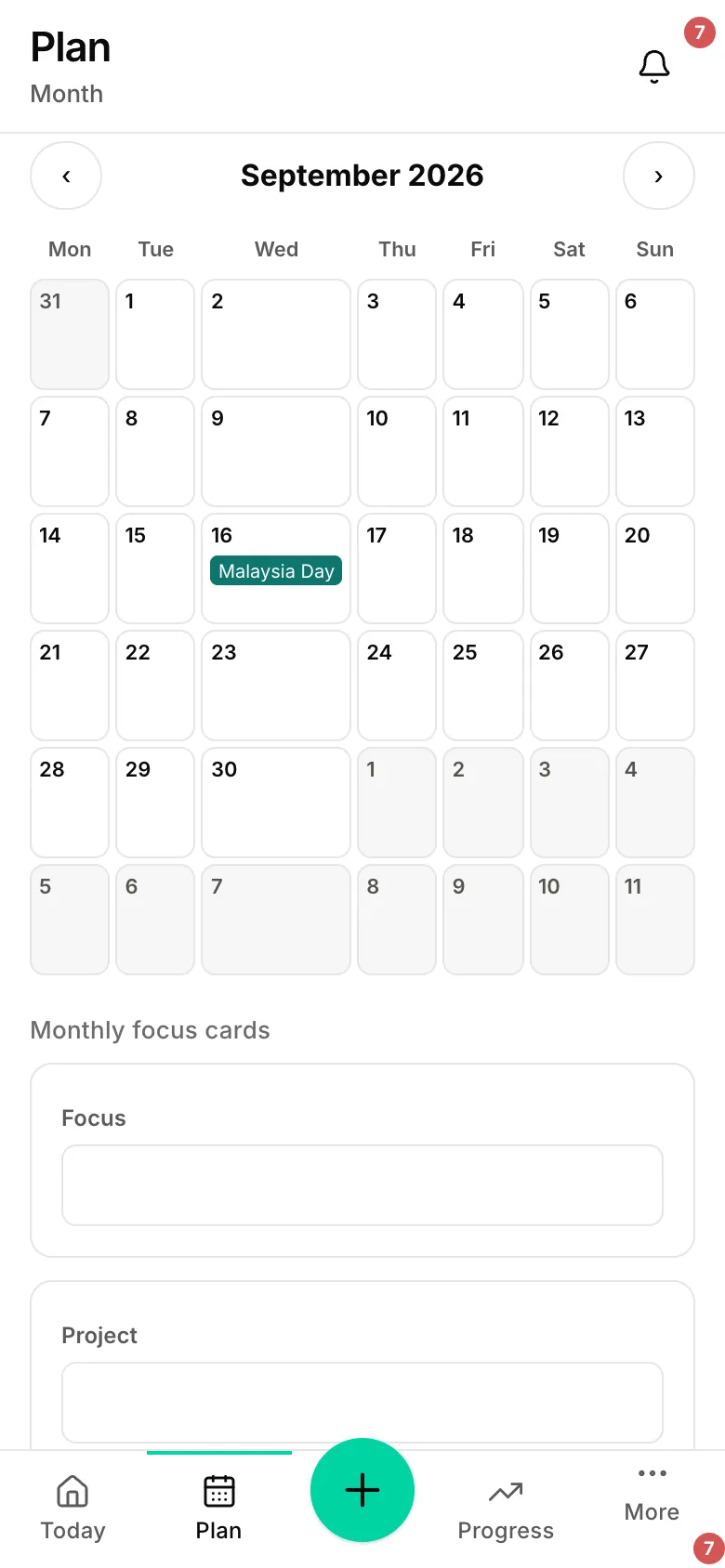 The month view.