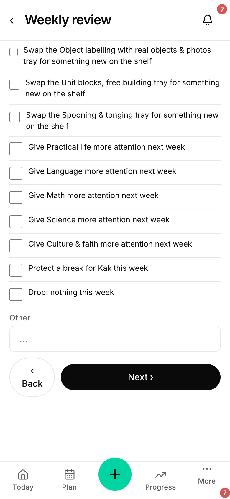 Auto-plan proposals inside the weekly review.