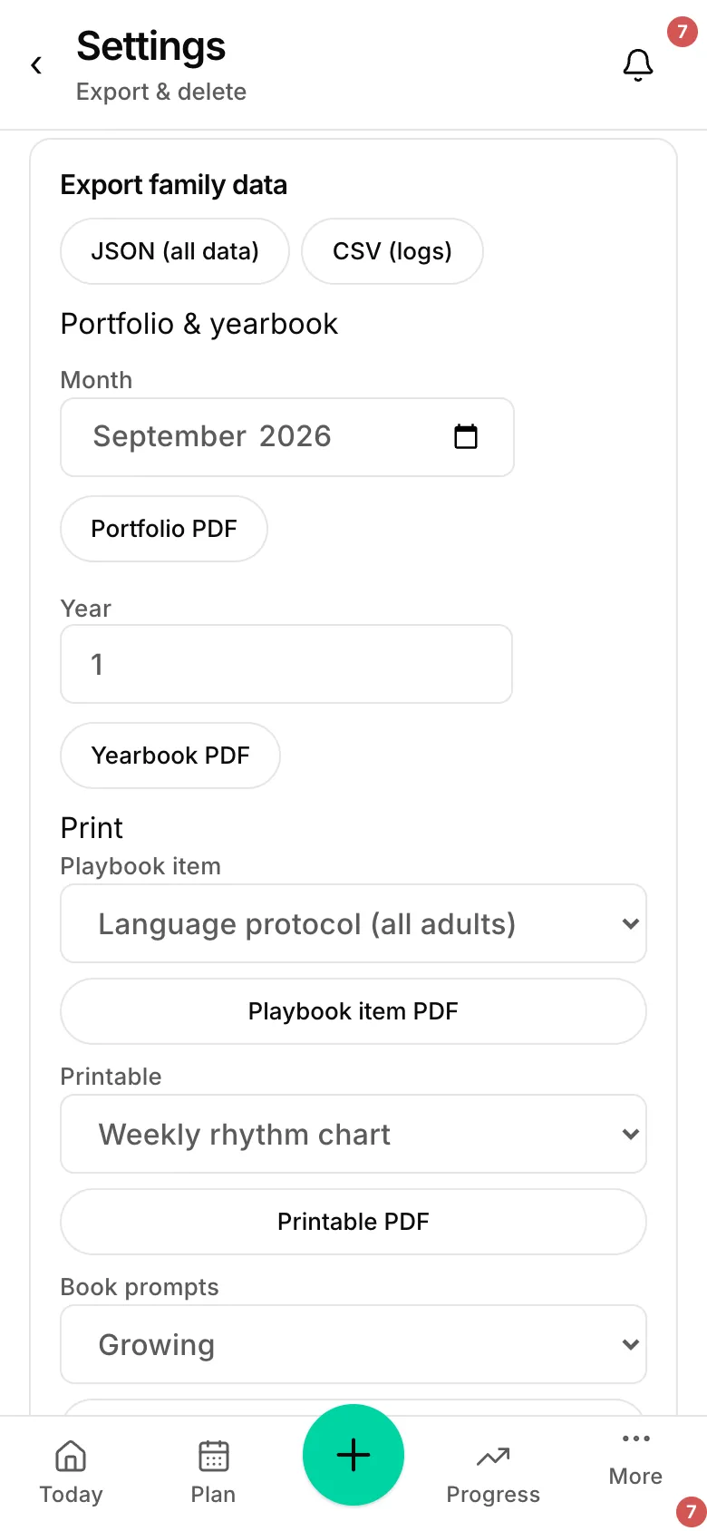 Data, exports, and deletion